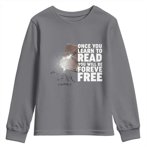 Frederick Douglass Freedom Quote Youth Sweatshirt Once You Learn To Read TS12 Charcoal Print Your Wear