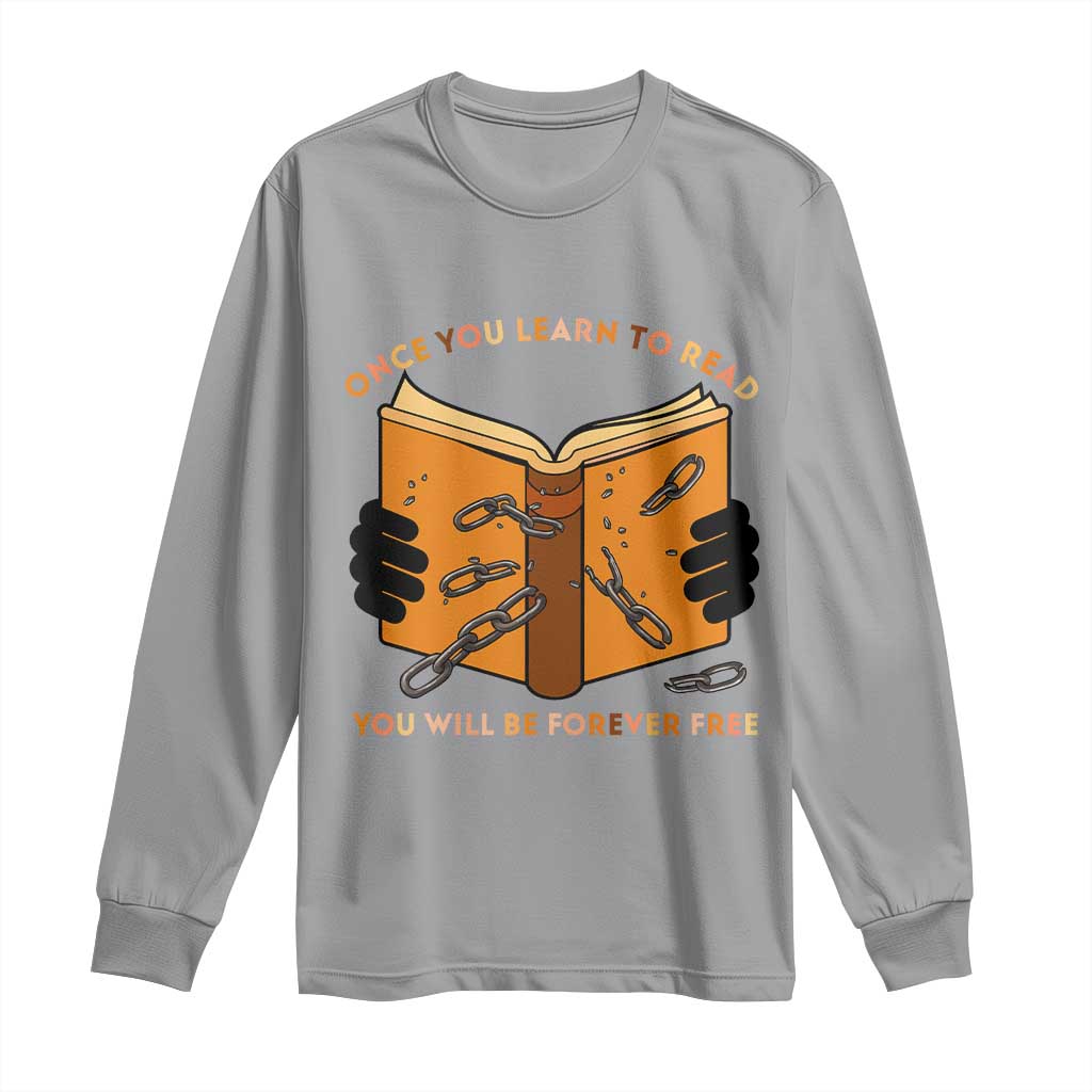 Breaking Every Chain Education Long Sleeve Shirt Frederick Douglass Quote TS12 Sport Gray Print Your Wear