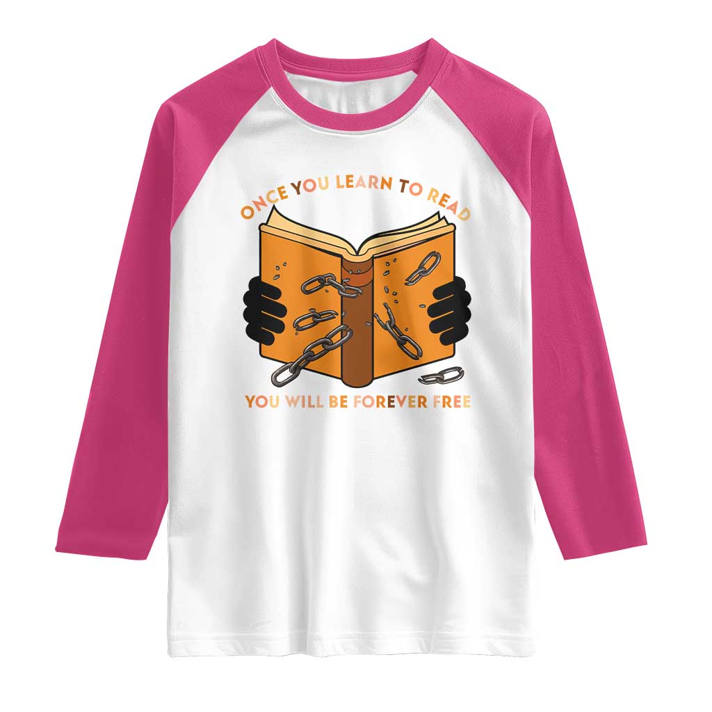 Breaking Every Chain Education Raglan Shirt Frederick Douglass Quote TS12 White Heliconia Print Your Wear
