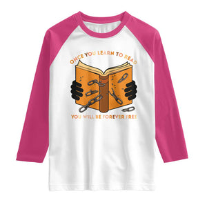 Breaking Every Chain Education Raglan Shirt Frederick Douglass Quote TS12 White Heliconia Print Your Wear