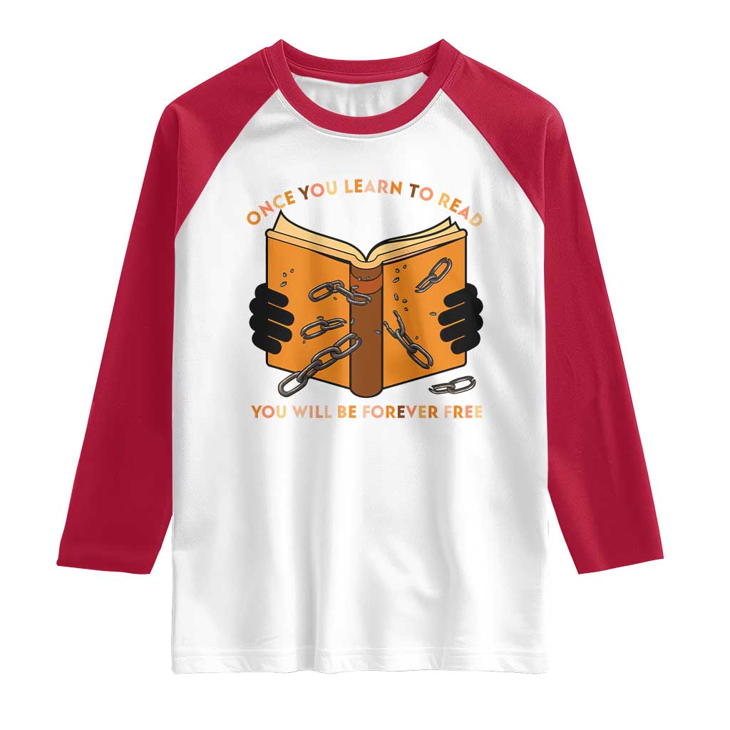 Breaking Every Chain Education Raglan Shirt Frederick Douglass Quote TS12 White Red Print Your Wear