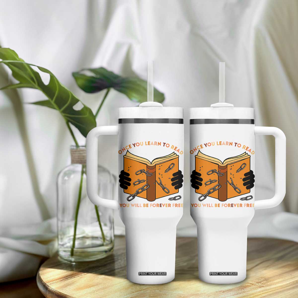 Breaking Every Chain Education Tumbler With Handle Frederick Douglass Quote TS12 Print Your Wear
