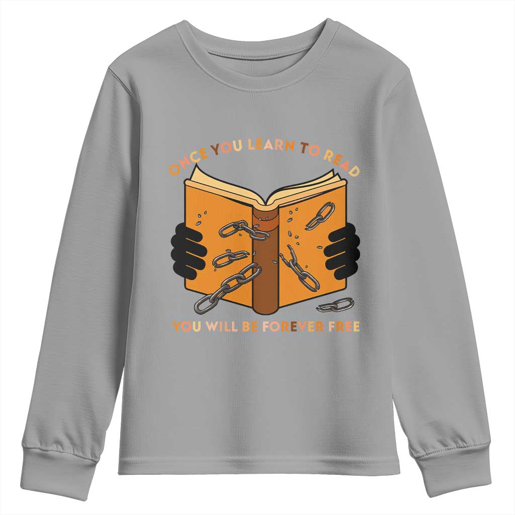 Breaking Every Chain Education Youth Sweatshirt Frederick Douglass Quote TS12 Sport Gray Print Your Wear