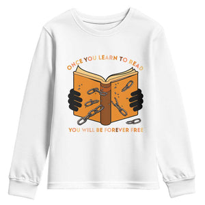 Breaking Every Chain Education Youth Sweatshirt Frederick Douglass Quote TS12 White Print Your Wear