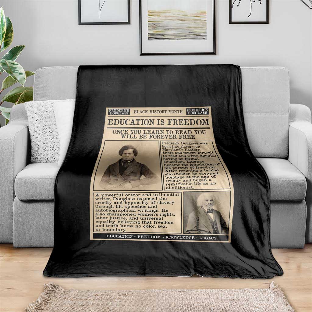 Education Is Freedom Newspaper Throw Blanket Frederick Douglass Black History Month Gift TS12 Print Your Wear