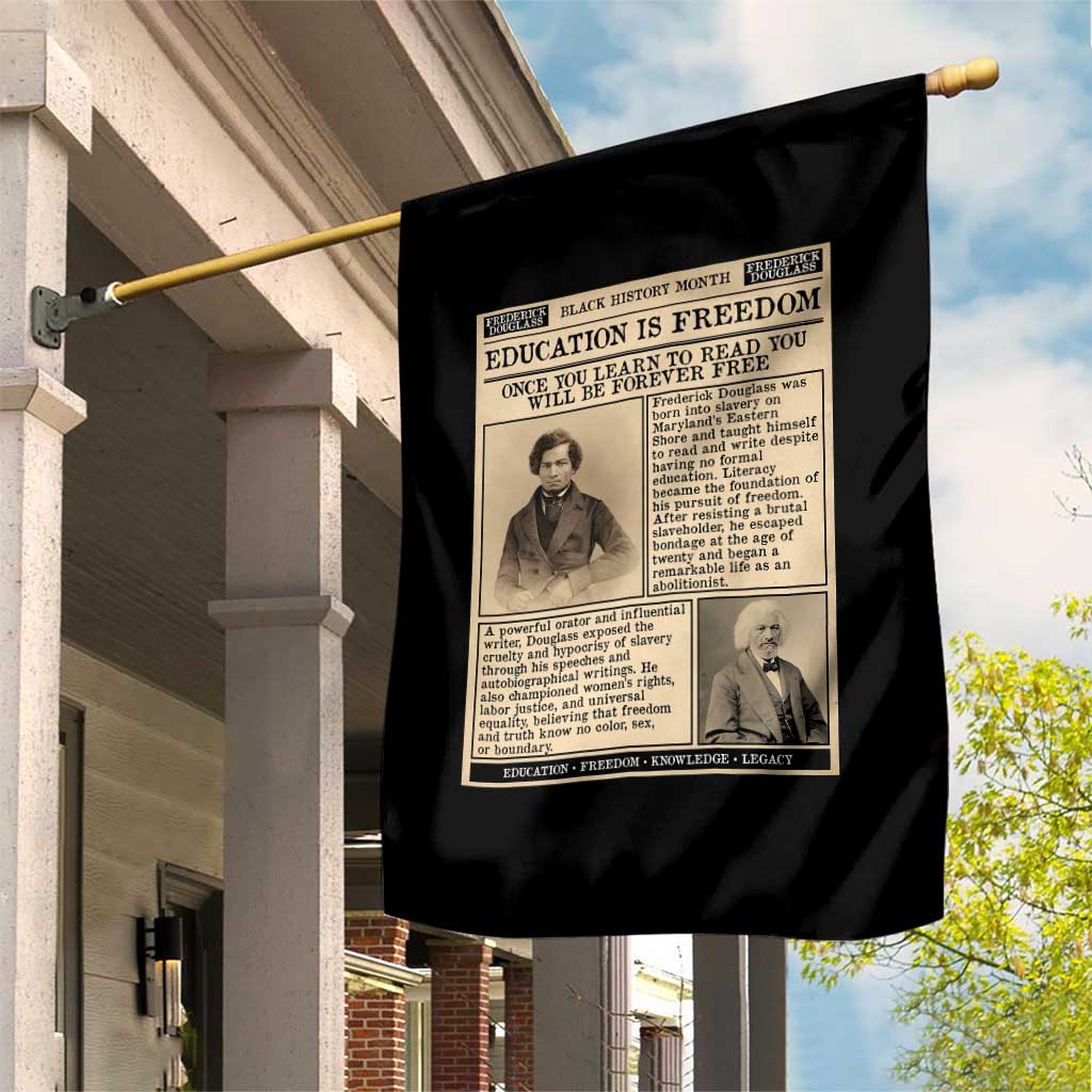 Education Is Freedom Newspaper Garden Flag Frederick Douglass Black History Month Gift TS12 Print Your Wear
