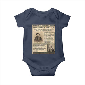 Education Is Freedom Newspaper Baby Onesie Frederick Douglass Black History Month Gift TS12 Navy Print Your Wear