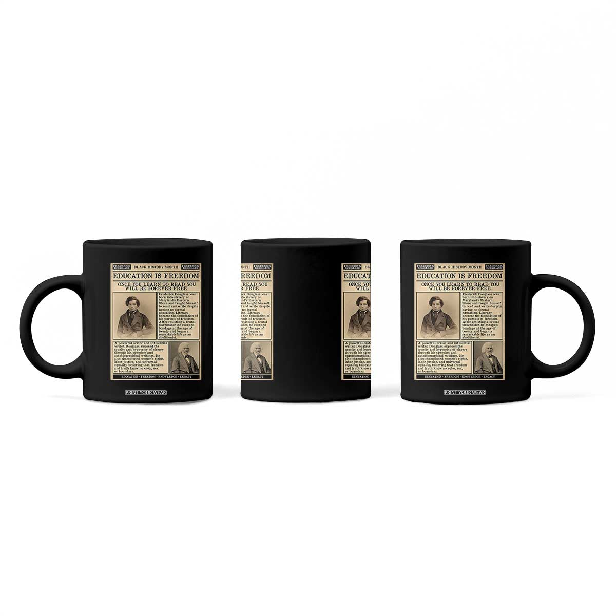 Education Is Freedom Newspaper Coffee Mug Frederick Douglass Black History Month Gift TS12 Print Your Wear