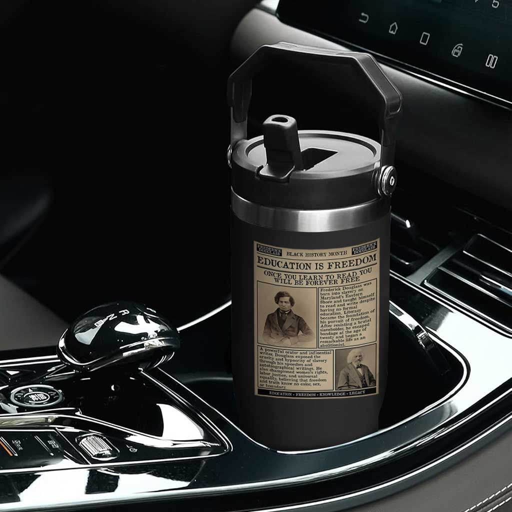 Education Is Freedom Newspaper Flip Straw Tumbler Frederick Douglass Black History Month Gift TS12 Print Your Wear