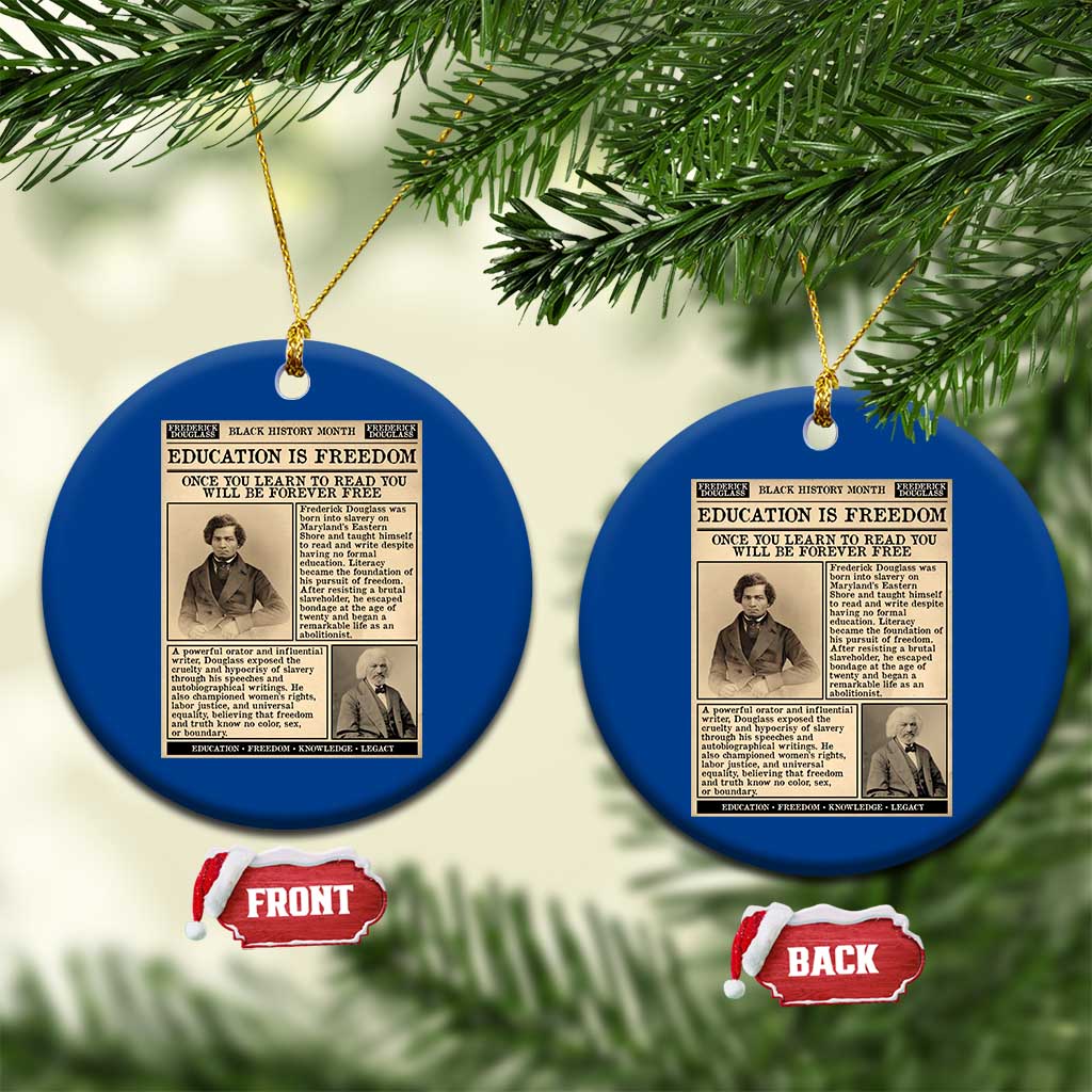 Education Is Freedom Newspaper Ceramic Ornament Frederick Douglass Black History Month Gift TS12 1pc Blue Print Your Wear