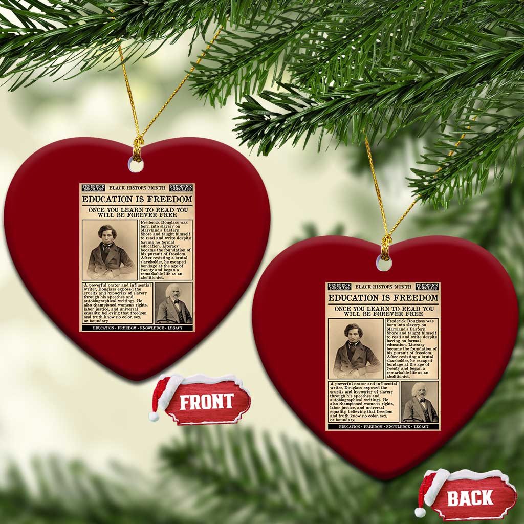Education Is Freedom Newspaper Ceramic Ornament Frederick Douglass Black History Month Gift TS12 Print Your Wear