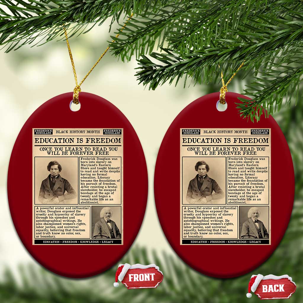 Education Is Freedom Newspaper Ceramic Ornament Frederick Douglass Black History Month Gift TS12 Print Your Wear