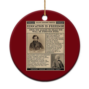 Education Is Freedom Newspaper Ceramic Ornament Frederick Douglass Black History Month Gift TS12 1pc Red Print Your Wear