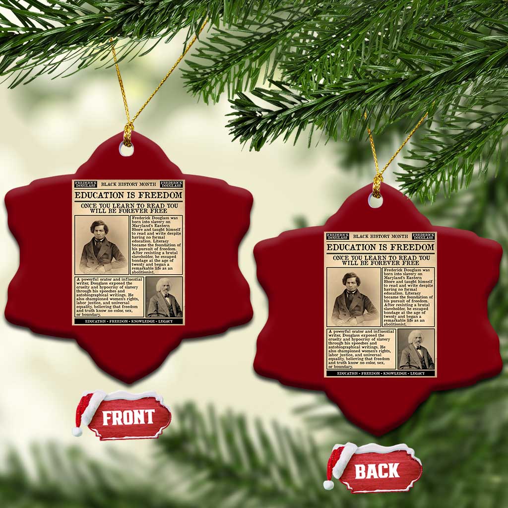 Education Is Freedom Newspaper Ceramic Ornament Frederick Douglass Black History Month Gift TS12 Print Your Wear