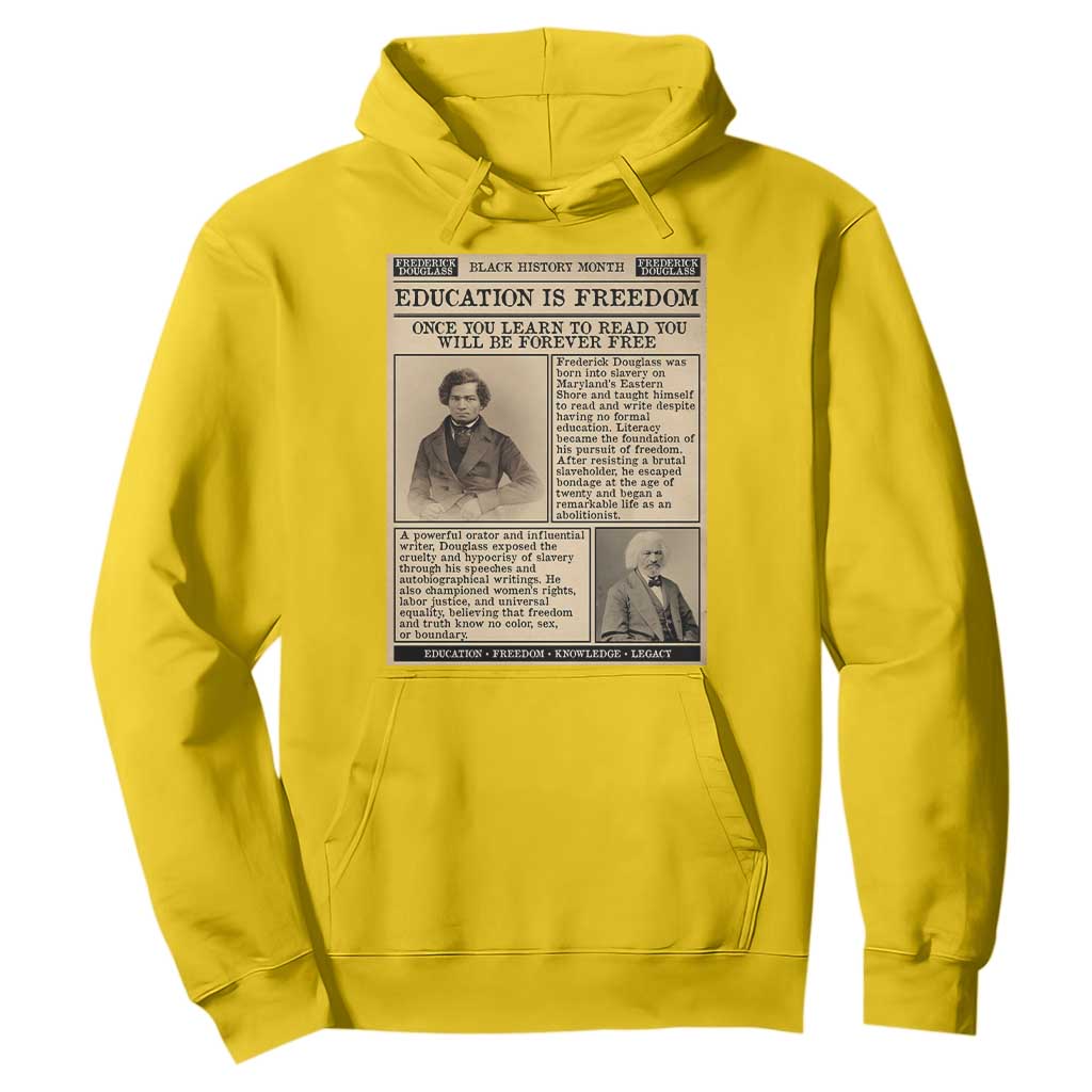 Education Is Freedom Newspaper Hoodie Frederick Douglass Black History Month Gift TS12 Daisy Print Your Wear