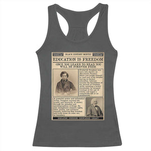Education Is Freedom Newspaper Racerback Tank Top Frederick Douglass Black History Month Gift TS12 Dark Heather Print Your Wear