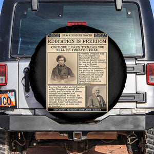 Education Is Freedom Newspaper Spare Tire Cover Frederick Douglass Black History Month Gift TS12 No hole Black Print Your Wear