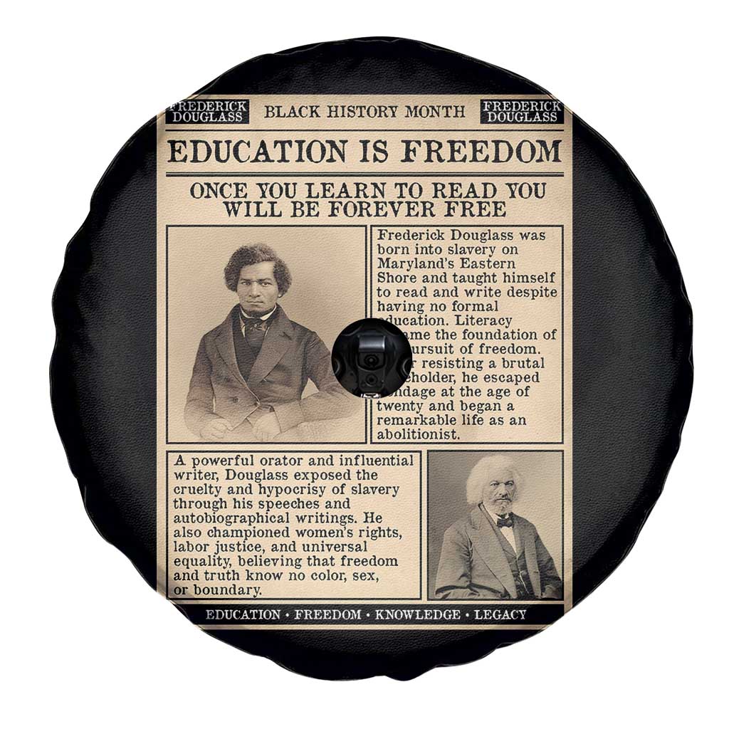 Education Is Freedom Newspaper Spare Tire Cover Frederick Douglass Black History Month Gift TS12 Print Your Wear