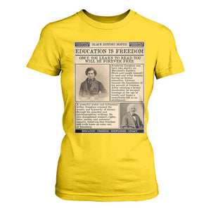 Education Is Freedom Newspaper T Shirt For Women Frederick Douglass Black History Month Gift TS12 Daisy Print Your Wear