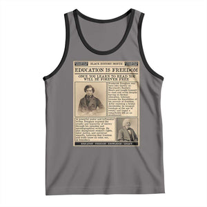 Education Is Freedom Newspaper Tank Top Frederick Douglass Black History Month Gift TS12 Deep Heather Black Print Your Wear
