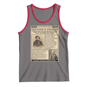Education Is Freedom Newspaper Tank Top Frederick Douglass Black History Month Gift TS12 Deep Heather Red Print Your Wear