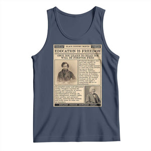 Education Is Freedom Newspaper Tank Top Frederick Douglass Black History Month Gift TS12 Navy Print Your Wear