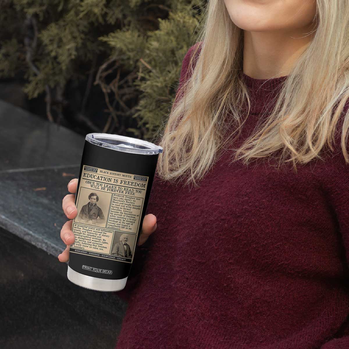Education Is Freedom Newspaper Tumbler Cup Frederick Douglass Black History Month Gift TS12 Print Your Wear