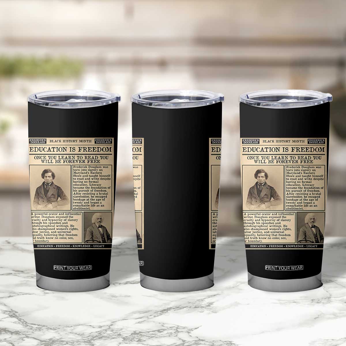 Education Is Freedom Newspaper Tumbler Cup Frederick Douglass Black History Month Gift TS12 Print Your Wear
