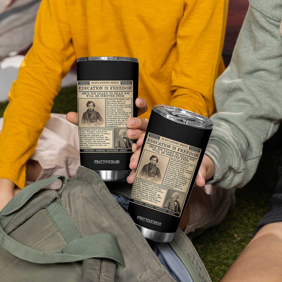 Education Is Freedom Newspaper Tumbler Cup Frederick Douglass Black History Month Gift TS12 Print Your Wear