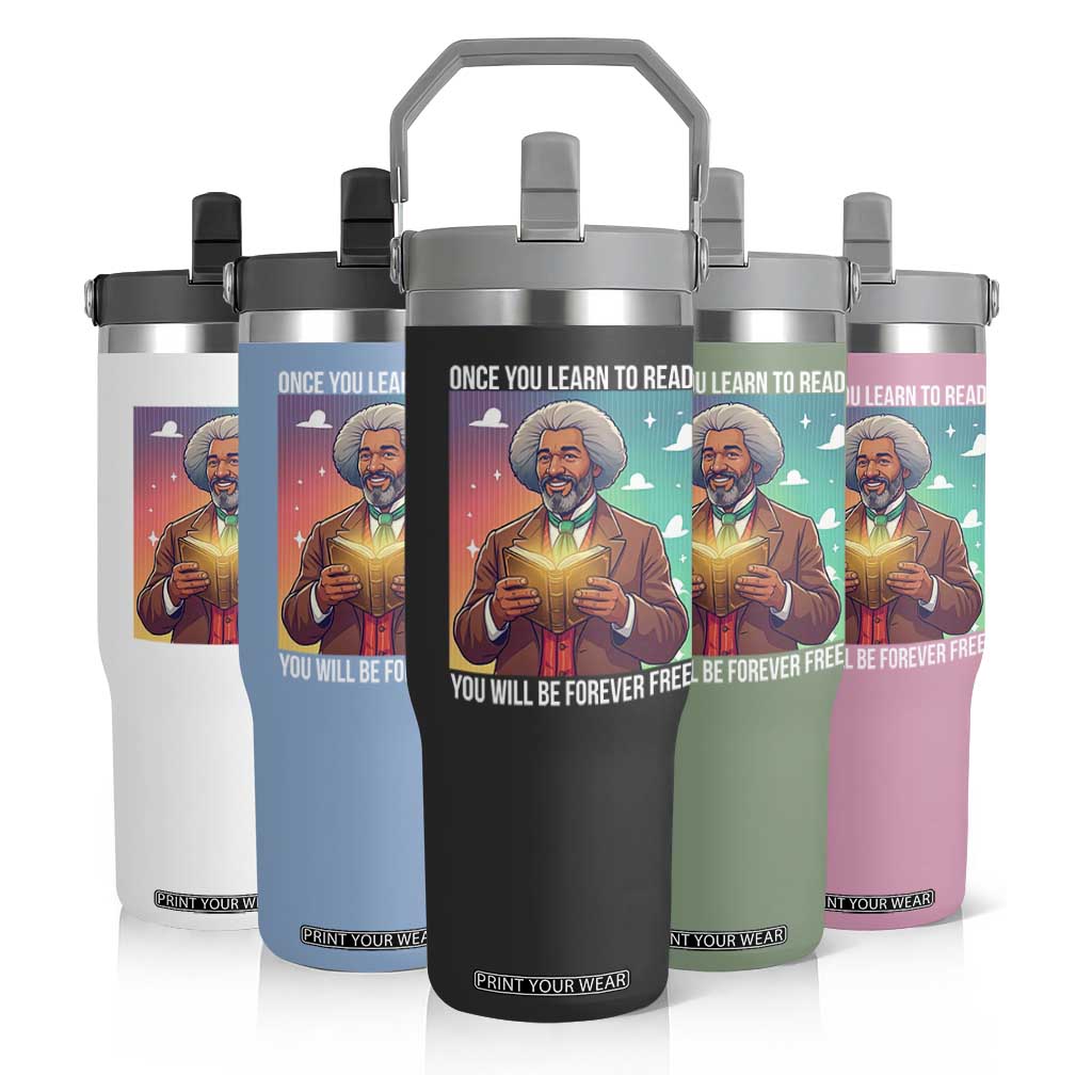 Frederick Douglass Reading And Freedom Flip Straw Tumbler African American Heritage TS12 Print Your Wear