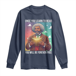 Frederick Douglass Reading And Freedom Long Sleeve Shirt African American Heritage TS12 Navy Print Your Wear