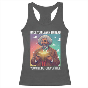 Frederick Douglass Reading And Freedom Racerback Tank Top African American Heritage TS12 Dark Heather Print Your Wear