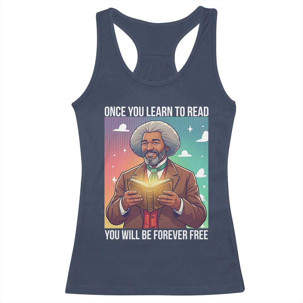 Frederick Douglass Reading And Freedom Racerback Tank Top African American Heritage TS12 Navy Print Your Wear