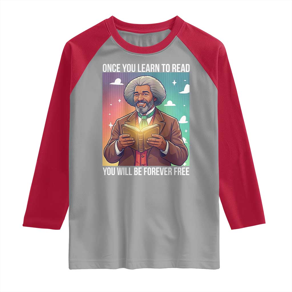 Frederick Douglass Reading And Freedom Raglan Shirt African American Heritage TS12 Sport Gray Red Print Your Wear