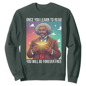 Frederick Douglass Reading And Freedom Sweatshirt African American Heritage TS12 Dark Forest Green Print Your Wear