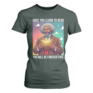 Frederick Douglass Reading And Freedom T Shirt For Women African American Heritage TS12 Dark Forest Green Print Your Wear