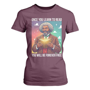 Frederick Douglass Reading And Freedom T Shirt For Women African American Heritage TS12 Maroon Print Your Wear