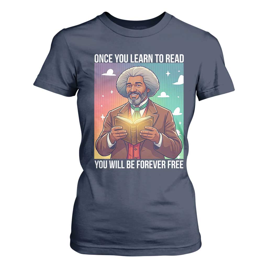 Frederick Douglass Reading And Freedom T Shirt For Women African American Heritage TS12 Navy Print Your Wear