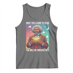 Frederick Douglass Reading And Freedom Tank Top African American Heritage TS12 Black Heather Print Your Wear