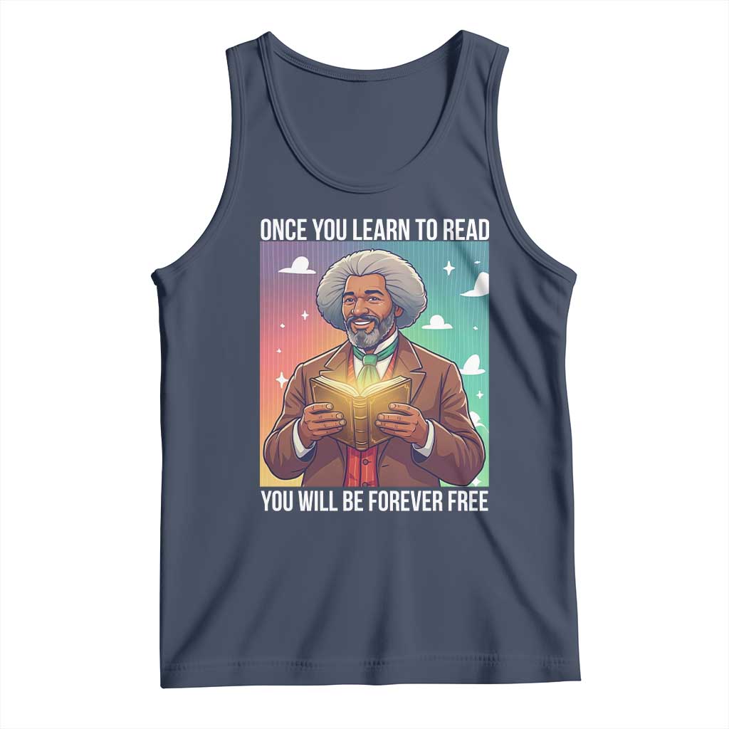 Frederick Douglass Reading And Freedom Tank Top African American Heritage TS12 Navy Print Your Wear