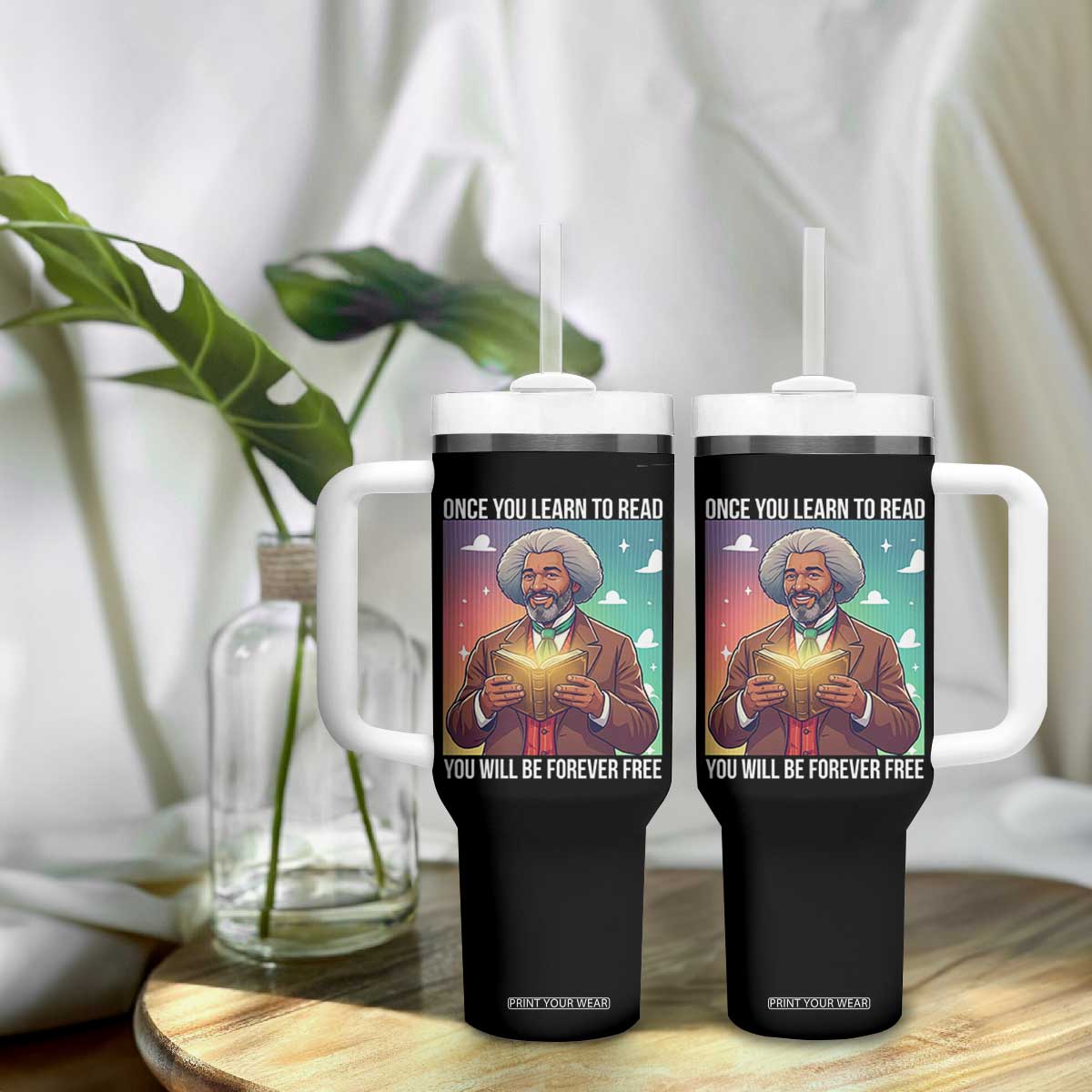 Frederick Douglass Reading And Freedom Tumbler With Handle African American Heritage TS12 Print Your Wear