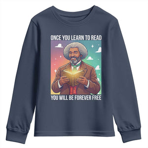 Frederick Douglass Reading And Freedom Youth Sweatshirt African American Heritage TS12 Navy Print Your Wear
