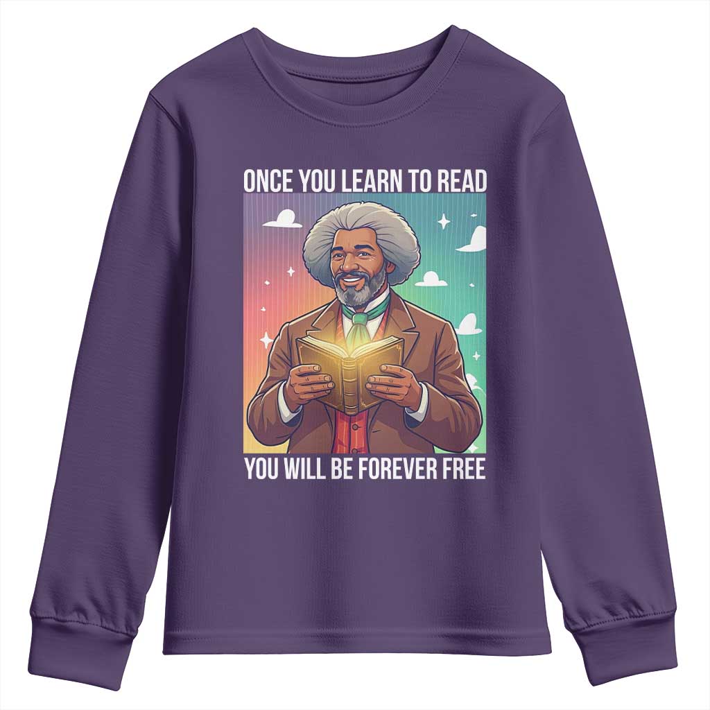 Frederick Douglass Reading And Freedom Youth Sweatshirt African American Heritage TS12 Purple Print Your Wear