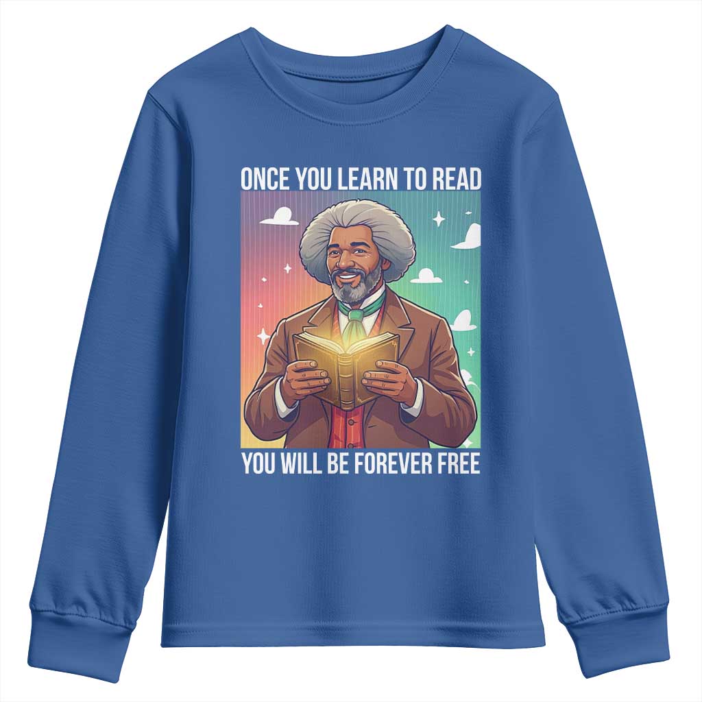Frederick Douglass Reading And Freedom Youth Sweatshirt African American Heritage TS12 Royal Blue Print Your Wear