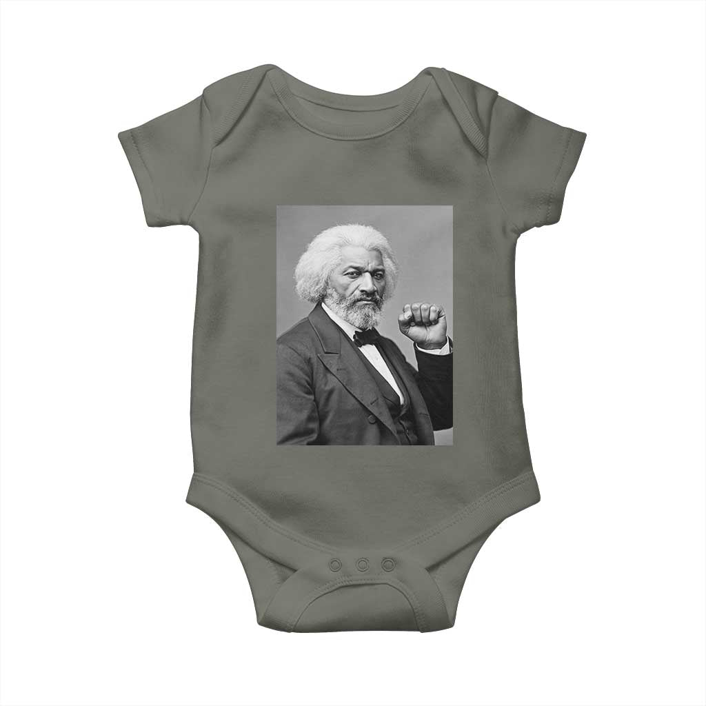 Strong Black History Leader Baby Onesie Frederick Douglass Empowerment TS12 Military Green Print Your Wear