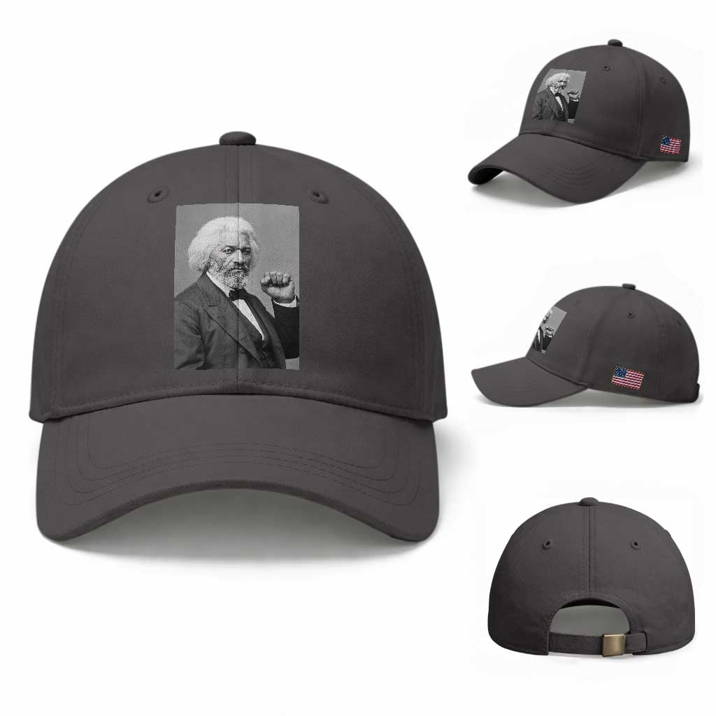 Strong Black History Leader Baseball Cap Frederick Douglass Empowerment TS12 Baseball Cap Universal Fit Dark Gray Print Your Wear
