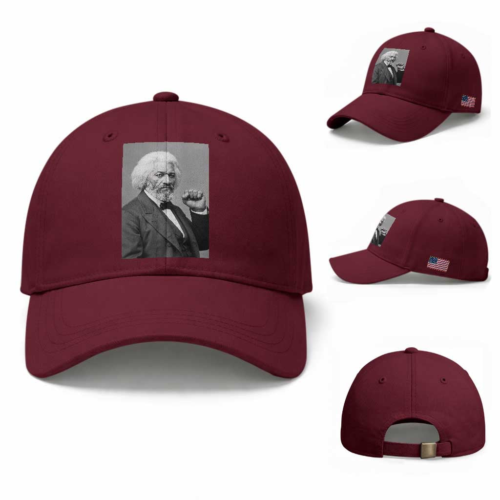 Strong Black History Leader Baseball Cap Frederick Douglass Empowerment TS12 Baseball Cap Universal Fit Maroon Print Your Wear
