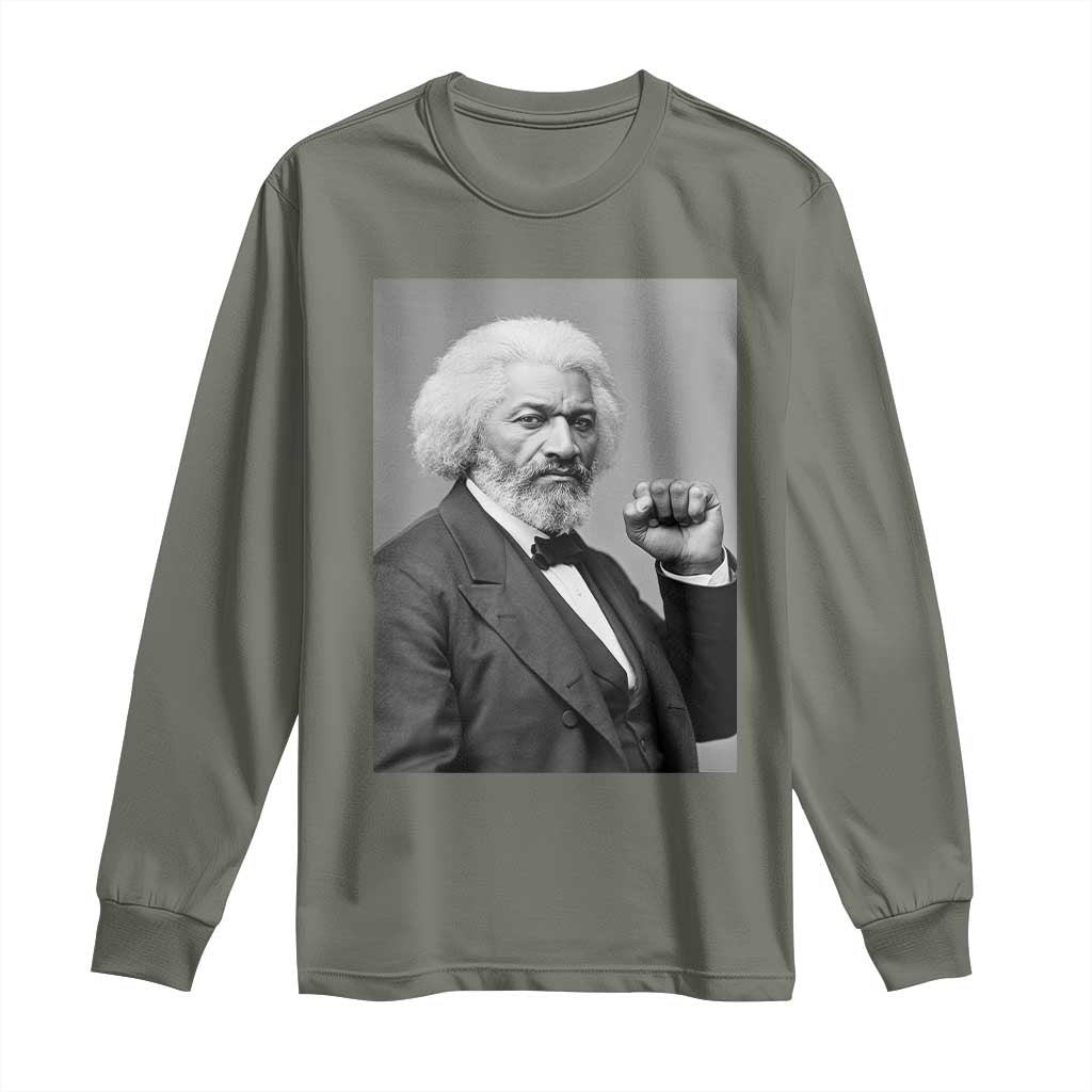 Strong Black History Leader Long Sleeve Shirt Frederick Douglass Empowerment TS12 Military Green Print Your Wear