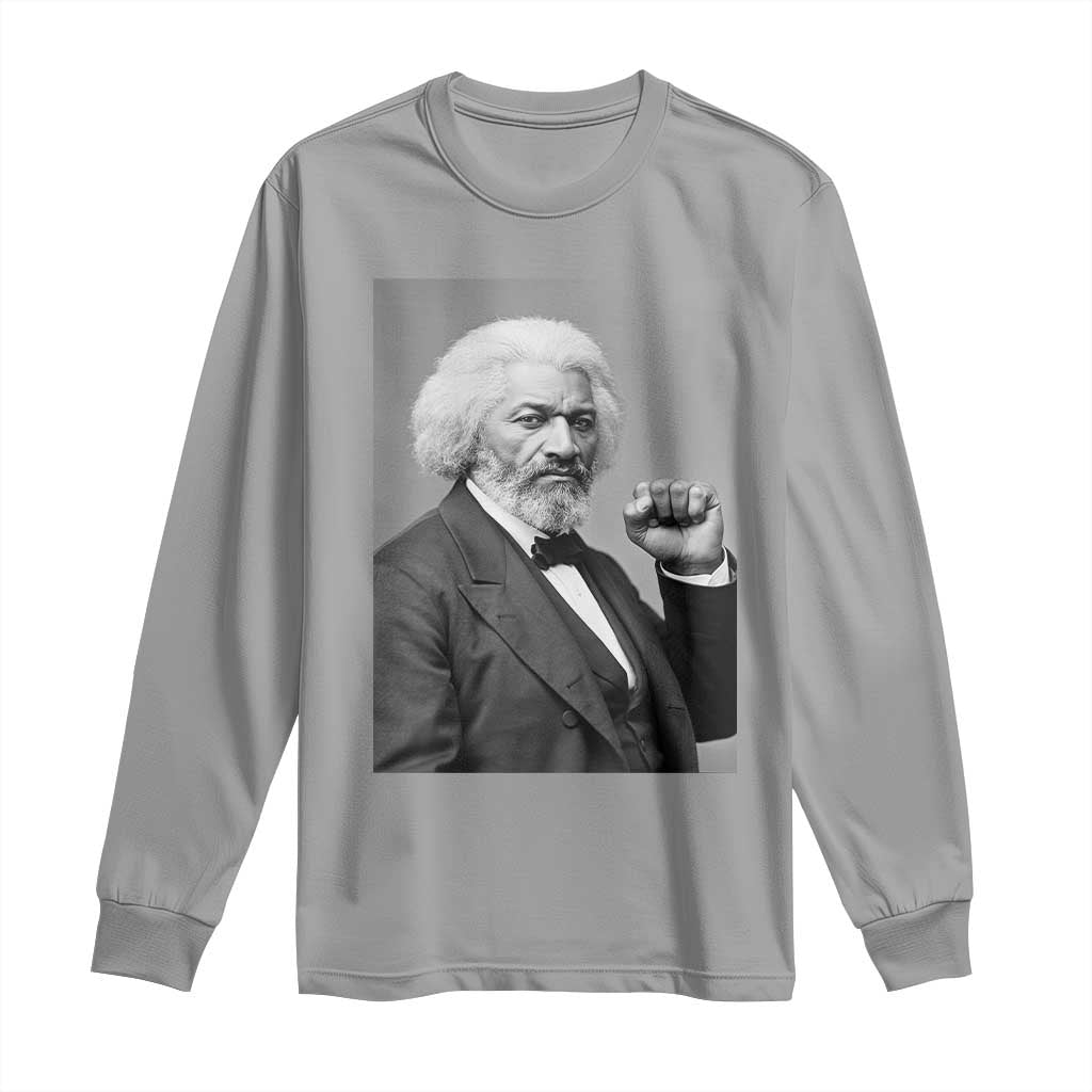 Strong Black History Leader Long Sleeve Shirt Frederick Douglass Empowerment TS12 Sport Gray Print Your Wear
