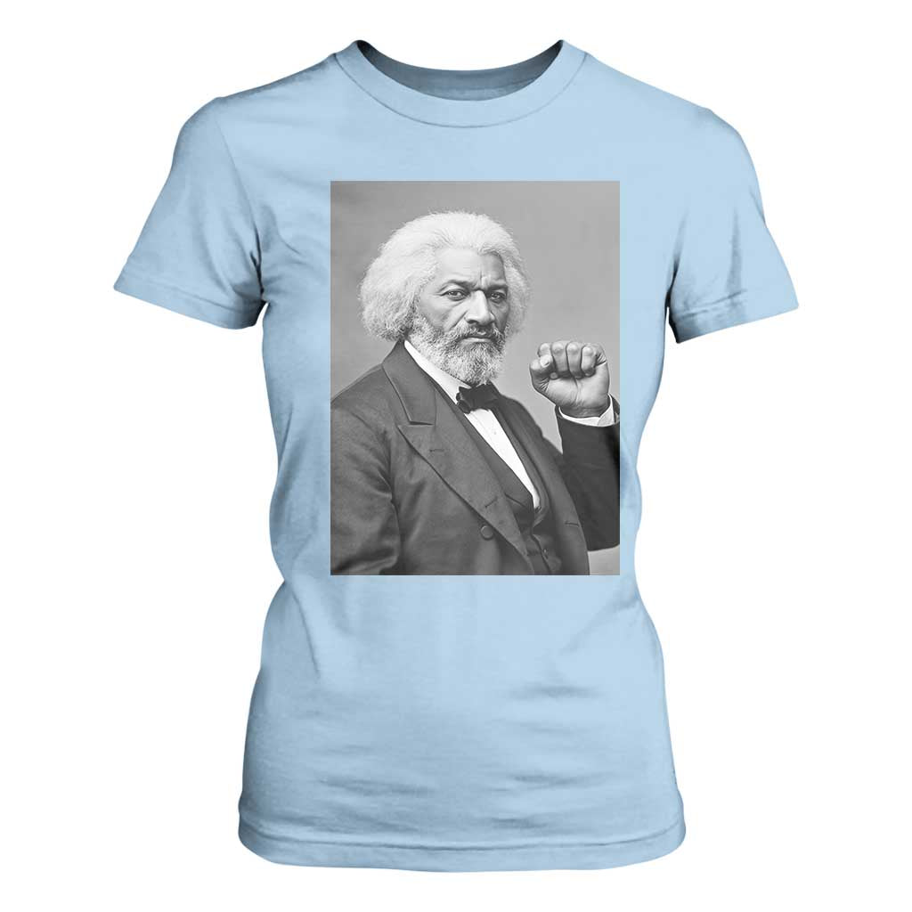 Strong Black History Leader T Shirt For Women Frederick Douglass Empowerment TS12 Light Blue Print Your Wear